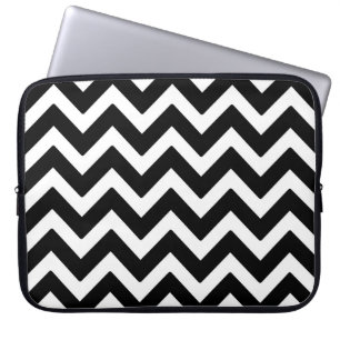 Protection Pour Ordinateur Portable Motif géométrique Chevron noir et blanc Zigzag