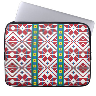 Protection Pour Ordinateur Portable Motif géométrique tribal rouge, bleu et blanc étoi