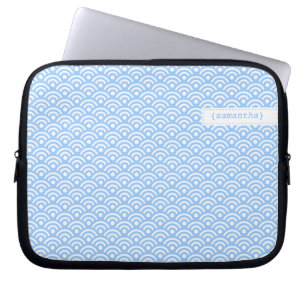 Protection Pour Ordinateur Portable Motif japonais Seigaiha bleu clair