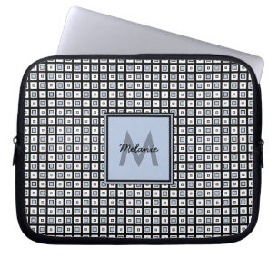 Protection Pour Ordinateur Portable Motif Mod Check Bleu et Noir Carrés