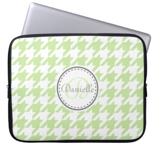 Protection Pour Ordinateur Portable Motif Monogramme Monogram Green Mint Houndstooth