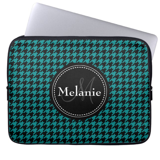 Protection Pour Ordinateur Portable Motif monogramme noir bleu foncé (Devant)