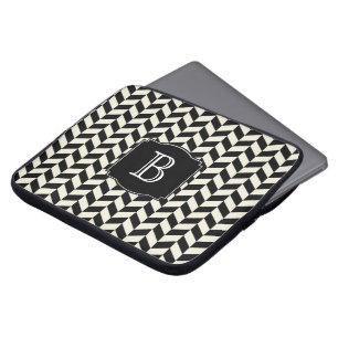 Protection Pour Ordinateur Portable Motif noir et blanc avec monogramme