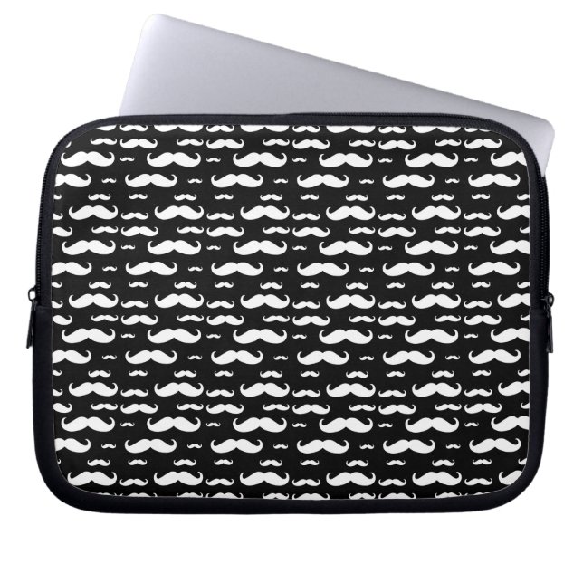 Protection Pour Ordinateur Portable Motif noir et blanc de moustache (Devant)