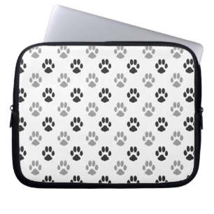 Protection Pour Ordinateur Portable Motif noir et blanc mignon d'empreintes de pattes