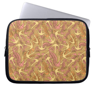 Protection Pour Ordinateur Portable Motif peu précis d'hippocampe et d'Ancre