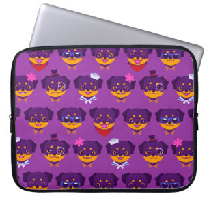Protection Pour Ordinateur Portable Motif pourpre de chiot de rottweiler de Kawaii