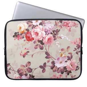 Protection Pour Ordinateur Portable Motif pourpre rouge-rose élégant vintage de rose