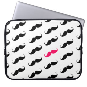 Protection Pour Ordinateur Portable Motif rose et noir Girly drôle de moustache