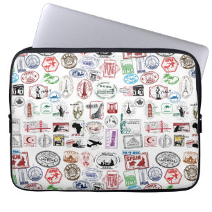 Protection Pour Ordinateur Portable Motif  Timbres de Voyage Sleeve Coque