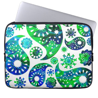 Protection Pour Ordinateur Portable Motif tourbillonnant Paisley dans vert et le bleu