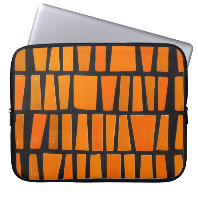 Protection Pour Ordinateur Portable Motif tribal d'Afrique orange et noire (Devant)