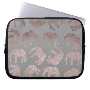 Protection Pour Ordinateur Portable motif tribal d'éléphant d'or rose clair élégan