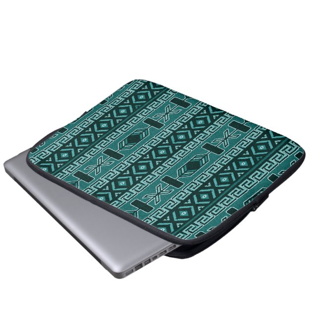 Protection Pour Ordinateur Portable Motif Tribal Turquoise Et Noir (Devant bas)
