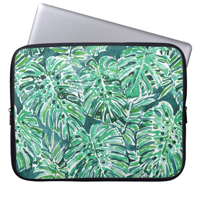 Protection Pour Ordinateur Portable Motif tropical de Monstera de vert de VIBRAPHONE (Devant)
