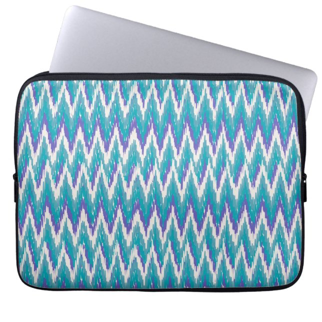 Protection Pour Ordinateur Portable motif turquoise et Amethyst iKat ZigZag (Devant)