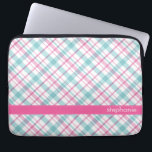 Protection Pour Ordinateur Portable Motif turquoise et rose de plaid<br><div class="desc">Conception personnalisée par motif élégant de plaid et chic.</div>
