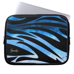 Protection Pour Ordinateur Portable Motif Zébrée Bleu Et Noir