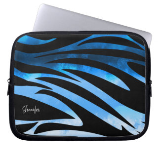 Protection Pour Ordinateur Portable Motif Zébrée Bleu Et Noir