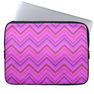 Protection Pour Ordinateur Portable Motif zigzag à rayures roses