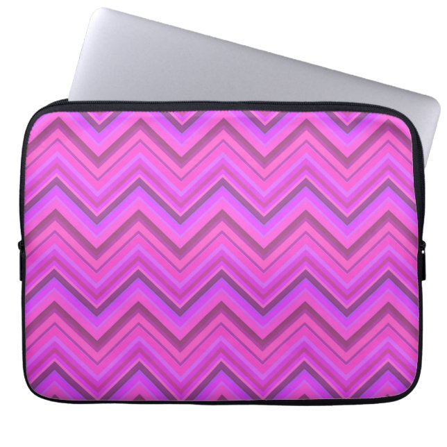 Protection Pour Ordinateur Portable Motif zigzag à rayures roses (Devant)