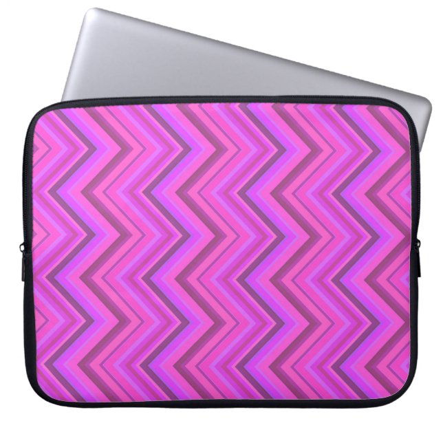Protection Pour Ordinateur Portable Motif zigzag à rayures roses (Devant)