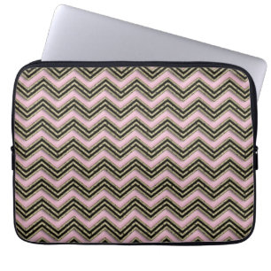 Protection Pour Ordinateur Portable Motif Zigzag noir et rose