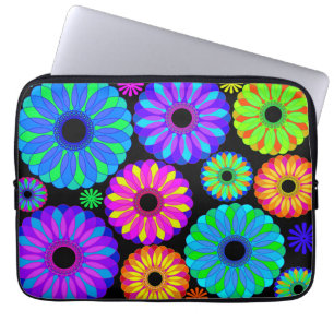 Protection Pour Ordinateur Portable Motifs colorés de fleurs rétro sur Arrière - pl