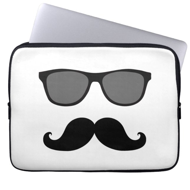 Protection Pour Ordinateur Portable Moustache drôle, douille noire d'ordinateur (Devant)