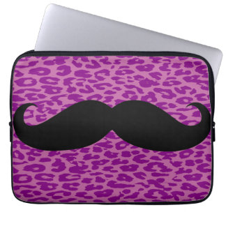 Protection Pour Ordinateur Portable Moustache noire sur Empreinte de léopard