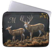 Mule Deer Buck & Doe Monogramme