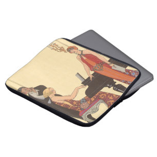 Protection Pour Ordinateur Portable Musique vintage, chanteur de piano Art Déco