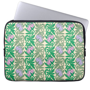 Protection Pour Ordinateur Portable Nénuphars rose Art Nouveau damas