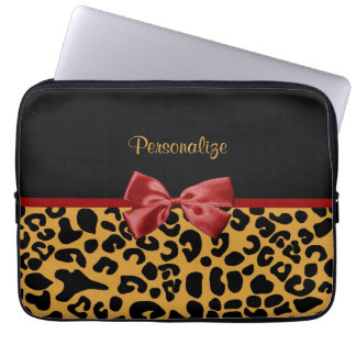Protection Pour Ordinateur Portable Noir à la mode et arc rouge de ruban d'empreinte