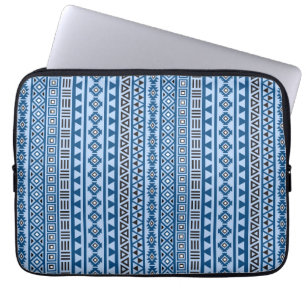 Protection Pour Ordinateur Portable Noir et blanc de bleus verticaux de motif de style