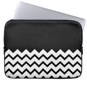 Protection Pour Ordinateur Portable Noir et blanc. Le zigzag de partie, pièce le noir