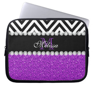 PROTECTION POUR ORDINATEUR PORTABLE NOIR POURPRE CHEVRON DE PARTIES SCINTILLANTES