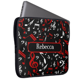 Protection Pour Ordinateur Portable Notes musicales blanches et noires personnalisées