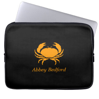 Protection Pour Ordinateur Portable Ocean Glow_Orange sur Crabe noir_personnalisée