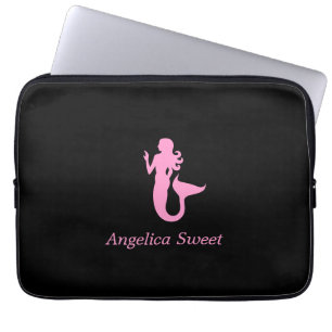 Protection Pour Ordinateur Portable Ocean Glow_Rose-on-Black Mermaid_personnalisée