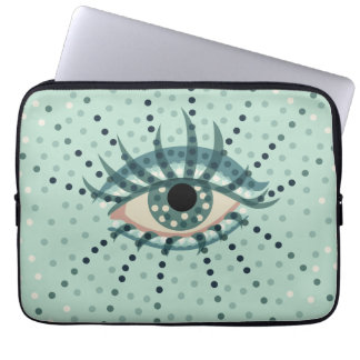 Protection Pour Ordinateur Portable Oeil Bleu Étrange Avec Points Art Psychédélique Ab