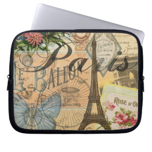 Protection Pour Ordinateur Portable Oeuvre colorée Vintage voyage Paris France