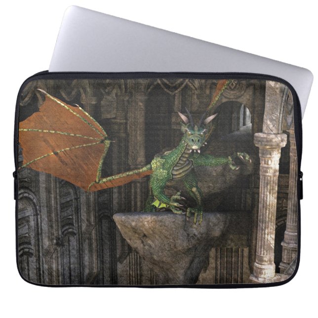 Protection Pour Ordinateur Portable Oeuvre d'Imaginaire Dragon & Castle (Devant)