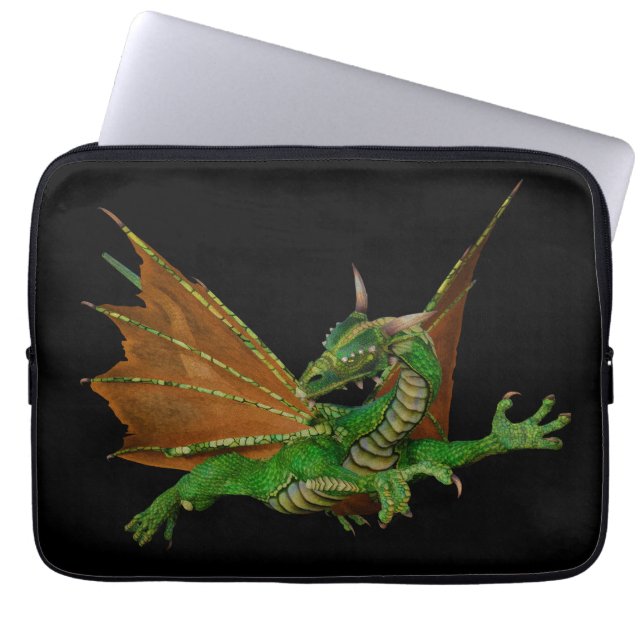Protection Pour Ordinateur Portable Oeuvre d'Imaginaire Dragon Vert (Devant)