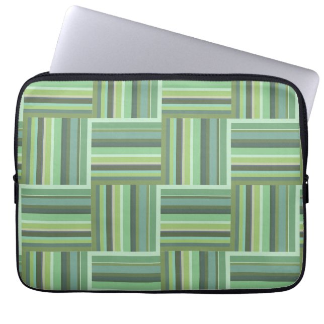 Protection Pour Ordinateur Portable Olive green stripes weave pattern (Devant)