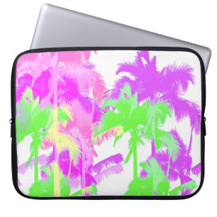 Protection Pour Ordinateur Portable Onde de chaleur tropicale néon palmiers hawaïens