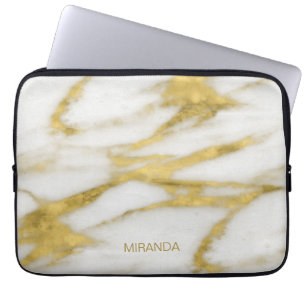 Protection Pour Ordinateur Portable Or exotique et Marbre blanc Abstrait Motif