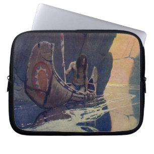 Protection Pour Ordinateur Portable Pagaie de Canoë Indien Vintage Ensoleillement Clas