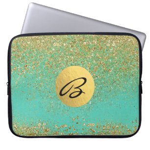 Protection Pour Ordinateur Portable Paillettes dorées en cascade Aqua Glam tendance sa