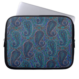 Protection Pour Ordinateur Portable Paisley Blue Indian Boho Motif